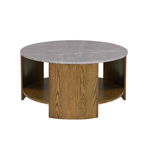 Keegan - Round Coffee Table With Shelf - Oak - R&R Furniture Gallery (Fountain Valley, CA)