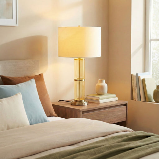 Echo - Table Lamp With On / Off Switch Clear Body Base - Clear / Silver / White - R&R Furniture Gallery (Fountain Valley, CA)