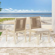 Cordoba - Dining Chair (Set of 2) With Acacia Wood Frame And Water Repellent Fabric - Beige / Yellow - R&R Furniture Gallery (Fountain Valley, CA)