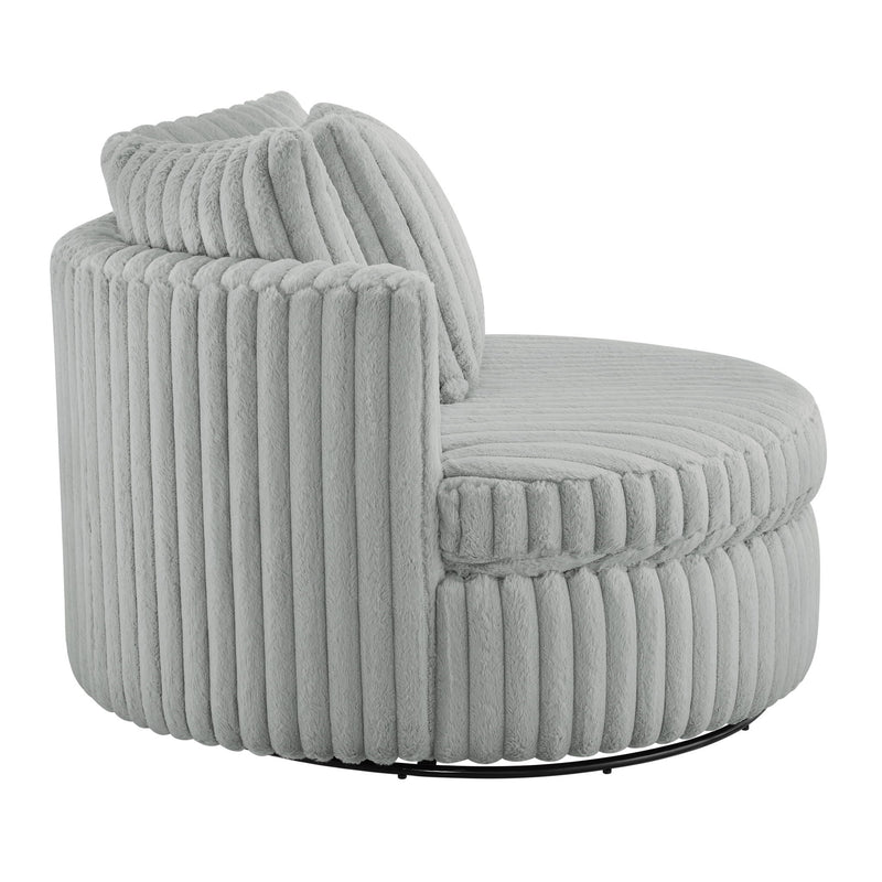 Mindy - Oversized Swivel Barrel Chair - Gray - R&R Furniture Gallery (Fountain Valley, CA)