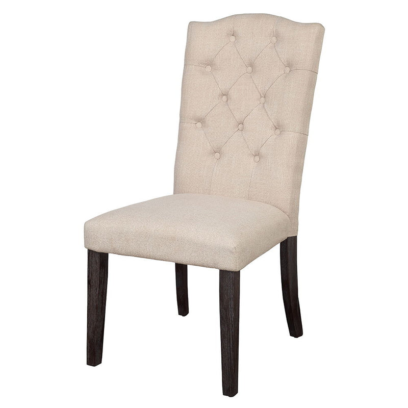 Gerardo - Side Chair (Set of 2) - Beige Linen & Weathered Espresso - R&R Furniture Gallery (Fountain Valley, CA)