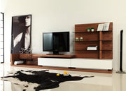 Jefferson Mid-Century Walnut and White High Gloss Entertainment Center
