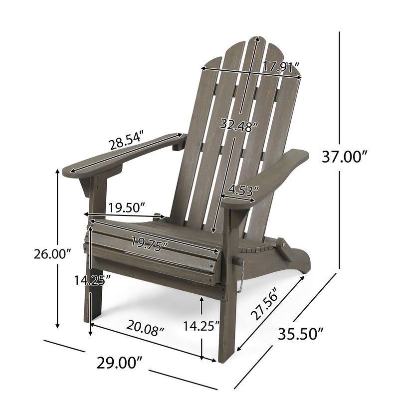 Outdoor Foldable Adirondack Chair With Hand Crafted Details - Gray - R&R Furniture Gallery (Fountain Valley, CA)