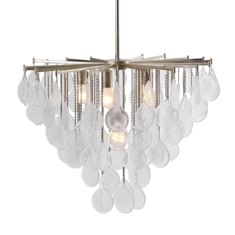 Uttermost Goccia tear drop glass pendant light hanging with a sleek modern design, ideal for contemporary interior lighting.