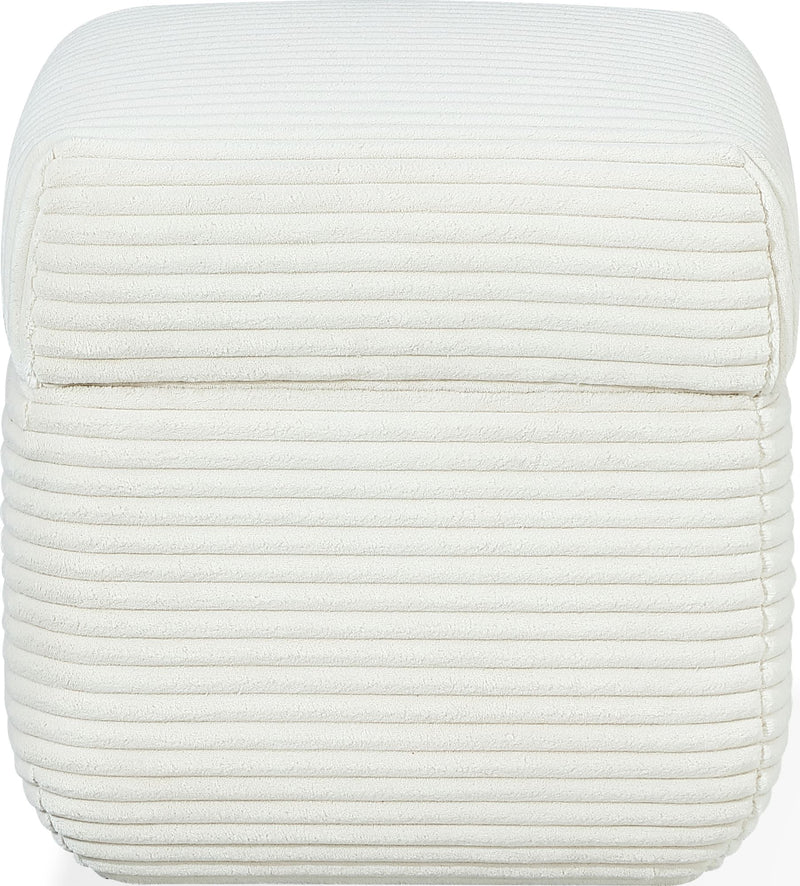 Wisteria Upholstered Storage Ottoman in Frosty Corduroy