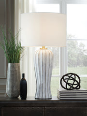 Lanwell - Poly Table Lamp - Antique Gray - R&R Furniture Gallery (Fountain Valley, CA)