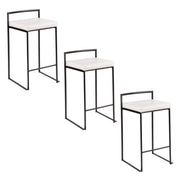 Lumi Source Fuji contemporary style stackable counter stool with sleek design and wooden legs, shown in a modern setting.