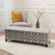 Quotient - Upholstered Storage Ottoman With Tapered Block Feet - Gray / White - R&R Furniture Gallery (Fountain Valley, CA)