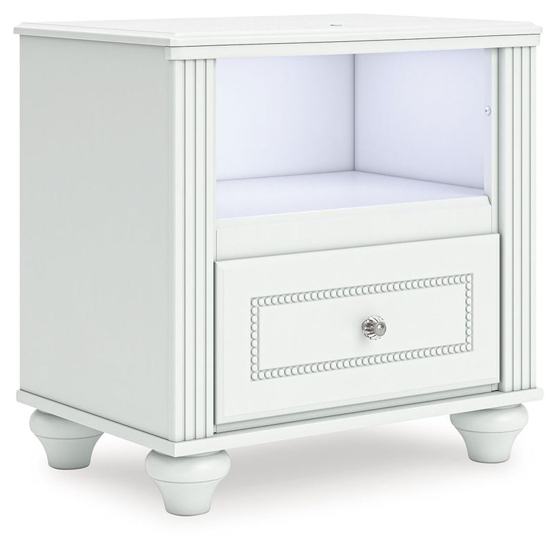 Kozlani - One Drawer Night Stand - White - R&R Furniture Gallery (Fountain Valley, CA)