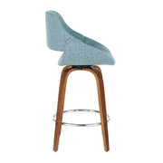 Lumi Source Fabrico mid-century modern counter stool set with round footrest, fixed height, stylish design, shown in a pair.