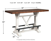 Valebeck - Rectangular Dining Room Counter Table - White / Brown - R&R Furniture Gallery (Fountain Valley, CA)
