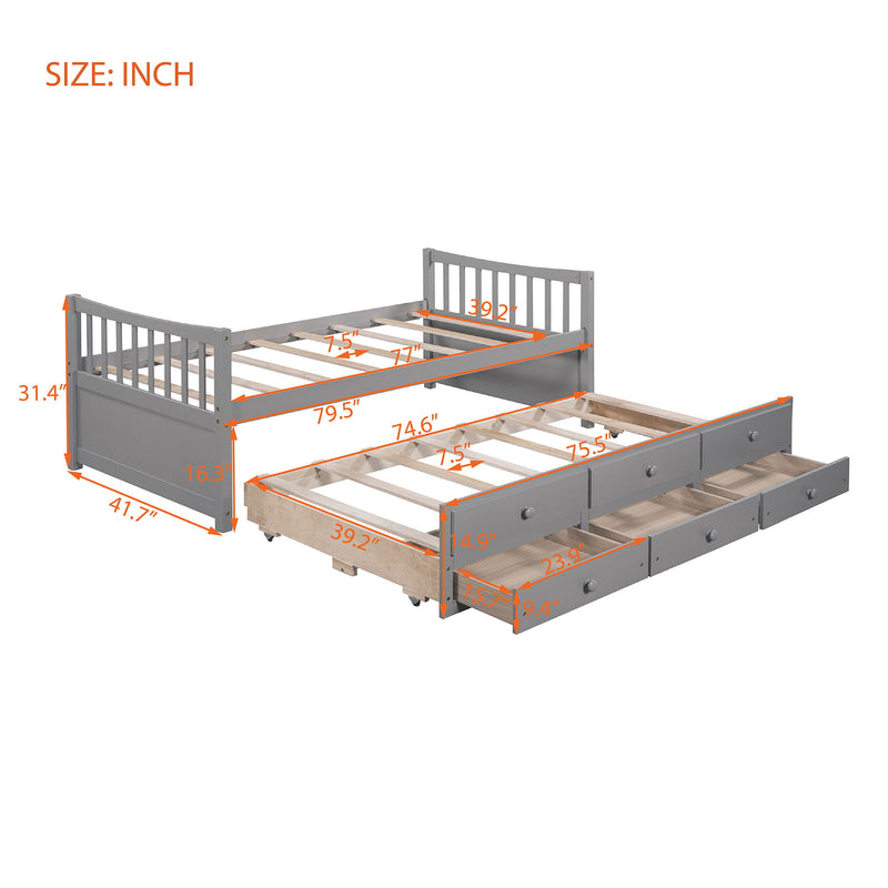 Twin Size Daybed With Trundle And Drawers - R&R Furniture Gallery (Fountain Valley, CA)