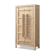 Jennifer Taylor Home Rowan storage cabinet with natural finish and double doors, accent furniture for living room or hallway.