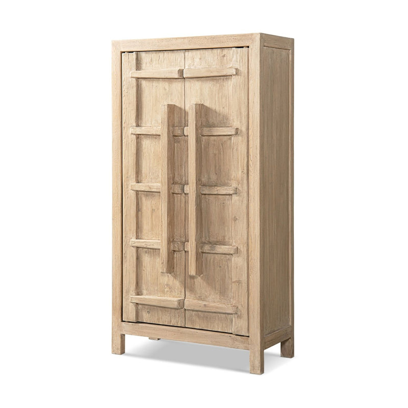Jennifer Taylor Home Rowan storage cabinet with natural finish and double doors, accent furniture for living room or hallway.