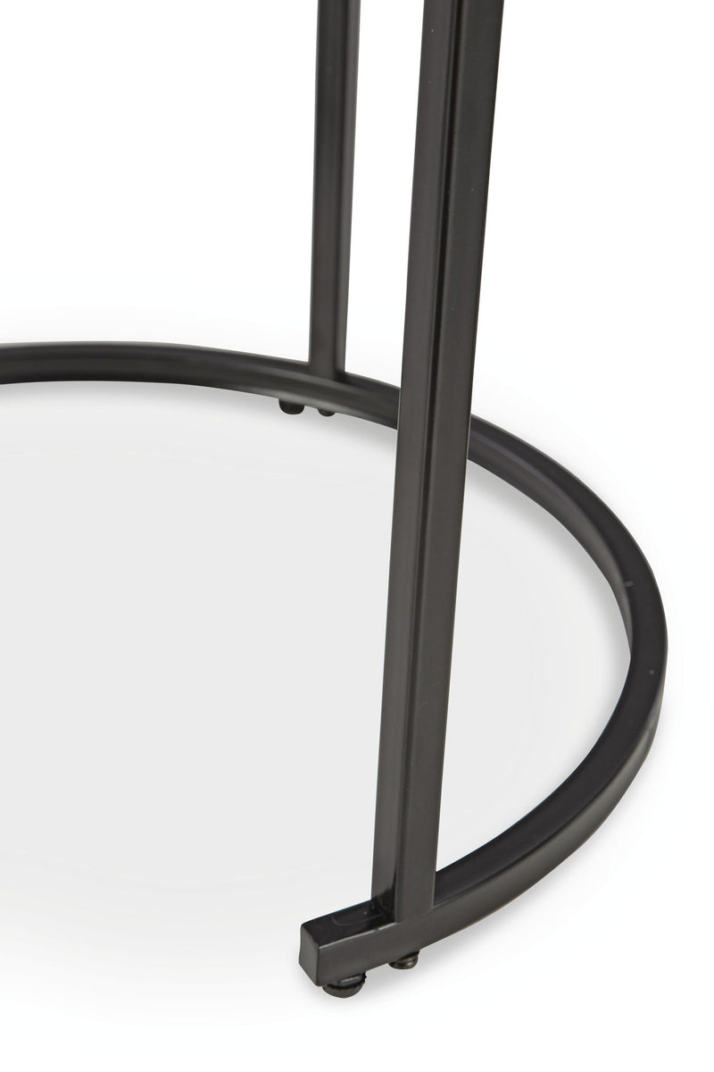 Set of four black and white nesting tables by Signature Design Ashley, modern compact tables for living room decor