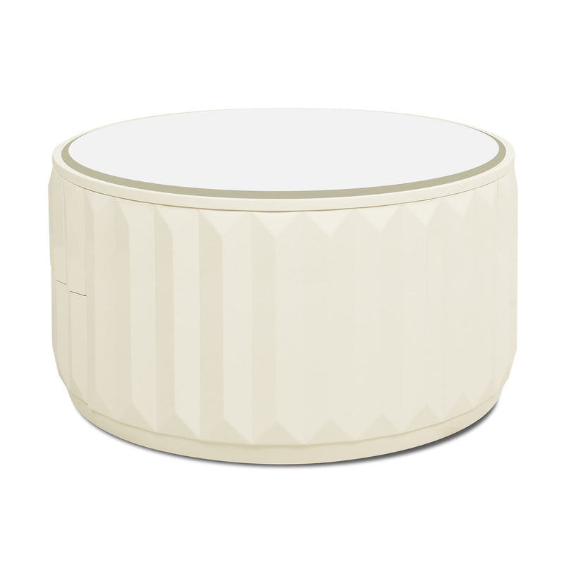 Facino - Round Storage Coffee Table - White Birch - R&R Furniture Gallery (Fountain Valley, CA)