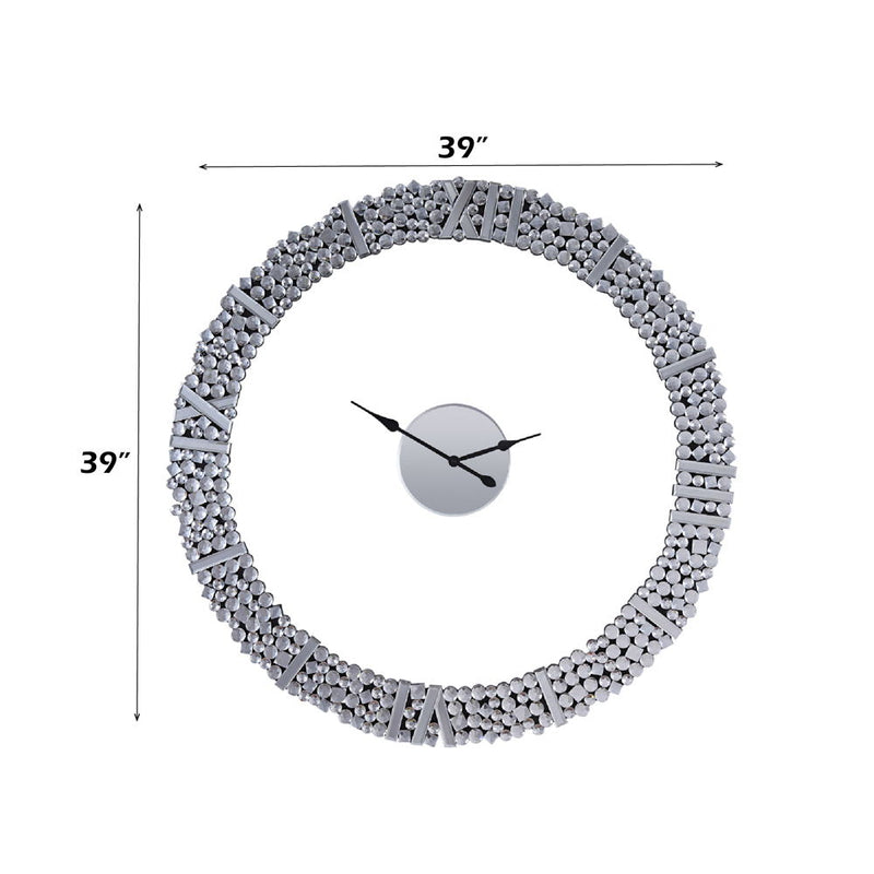 Kachina - 39" Wall Clock - Mirrored & Faux Gems - R&R Furniture Gallery (Fountain Valley, CA)