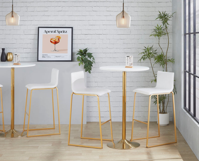 Set of two Lumi Source Mara contemporary upholstered barstools with padded seats and sleek modern design.
