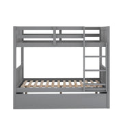 DreamHaus bunk bed with twin size trundle, featuring sturdy wooden frame and space-saving design for kids' bedroom.