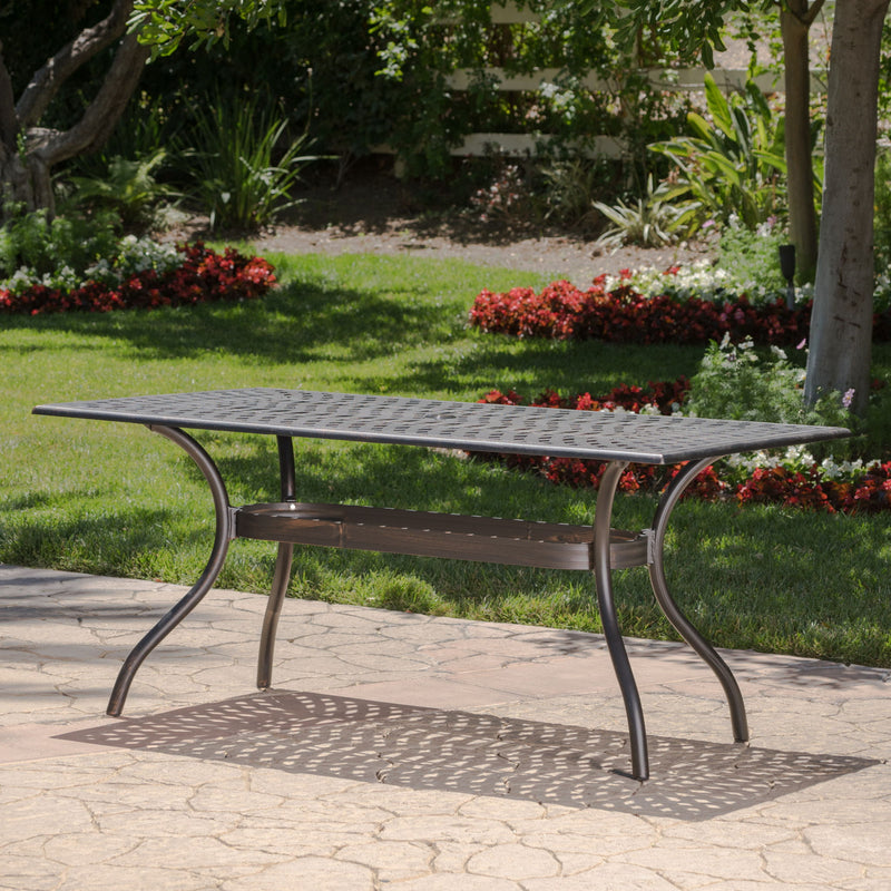 Enchantia - Outdoor Rectangular Dining Table With Weave Tabletop And Flared Legs - Copper - R&R Furniture Gallery (Fountain Valley, CA)