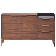 Bevis - Server - Green Fabric & Walnut - R&R Furniture Gallery (Fountain Valley, CA)