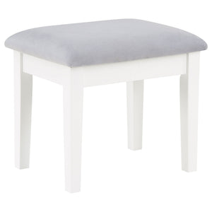 Winona - Makeup Vanity Set With Bulb Lit Mirror And Upholstered Stool - White