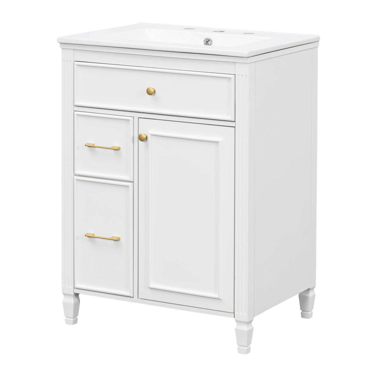Freestanding Bathroom Vanity With Sink, Soft Close Door, Tip Out Drawer