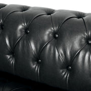 Comfy 3 Seat Sofa & Wooden Legs, For Living Room And Study - Black - R&R Furniture Gallery (Fountain Valley, CA)