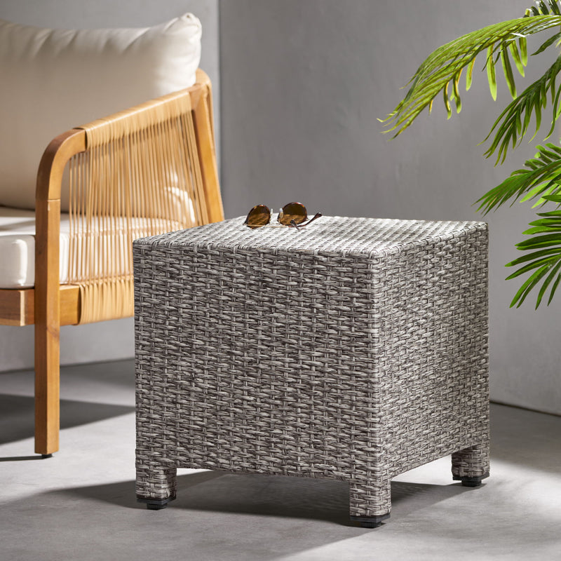 Noble House minimalist accent side table with a sleek, modern design, featuring a smooth surface and slim legs.