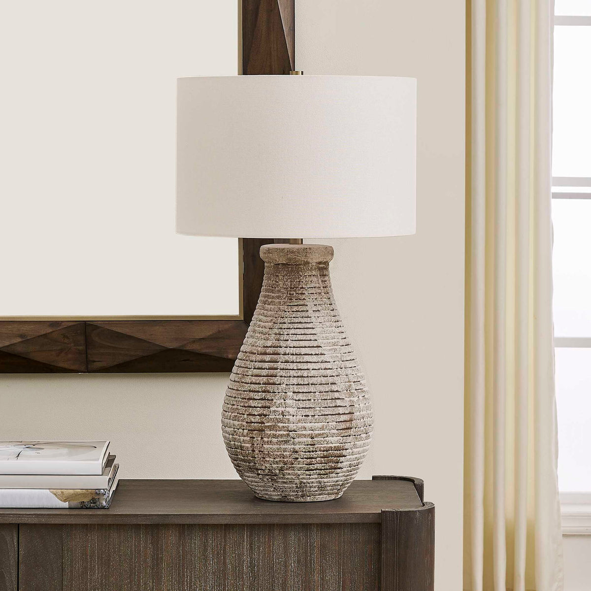 Dorothea - Textured Table Lamp - Brown / Gray
