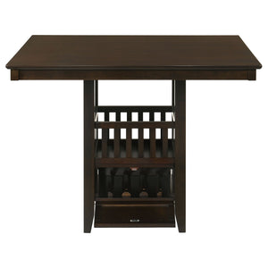 Finley - Square Counter Table With Storage Pedestal Dining Table - Espresso