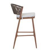 Outdoor Bar Height Metal Frame Counter Stools With Scallop Shaped Backrest & Water Resistant Cushions - R&R Furniture Gallery (Fountain Valley, CA)