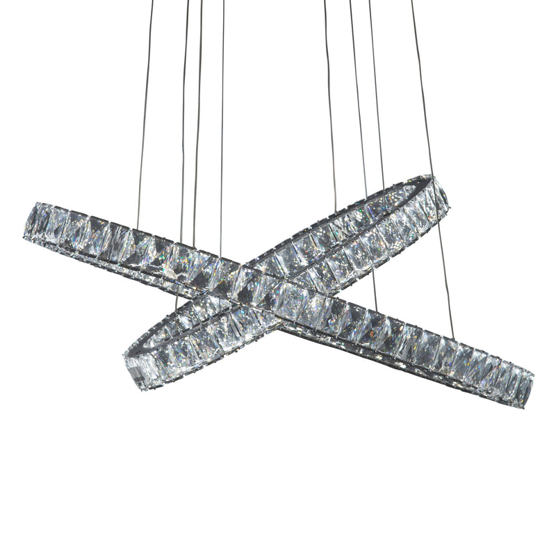 Michael Amini Lighting - Crossover Modern Crystal LED Chandelier - Chrome