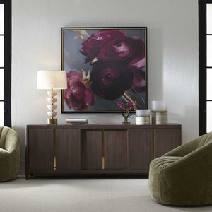 Plum Ranculus - Framed Floral Art - Black / Gold / Gray / Green / Pink / Purple / Red / White / Yellow