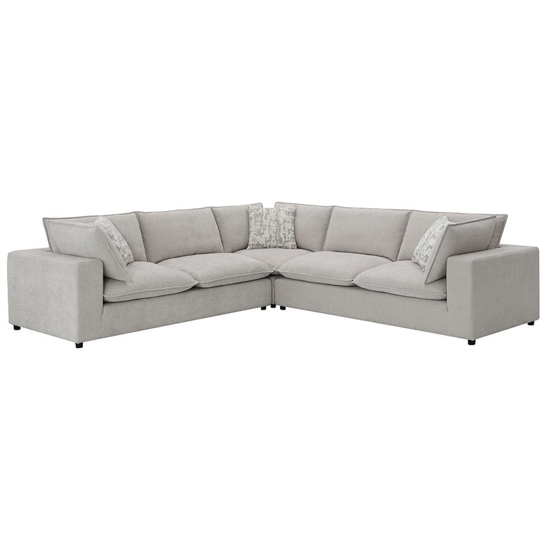 Marisa - Modular Left Facing Loveseat With 2 Pillows - Beige Boucle - R&R Furniture Gallery (Fountain Valley, CA)