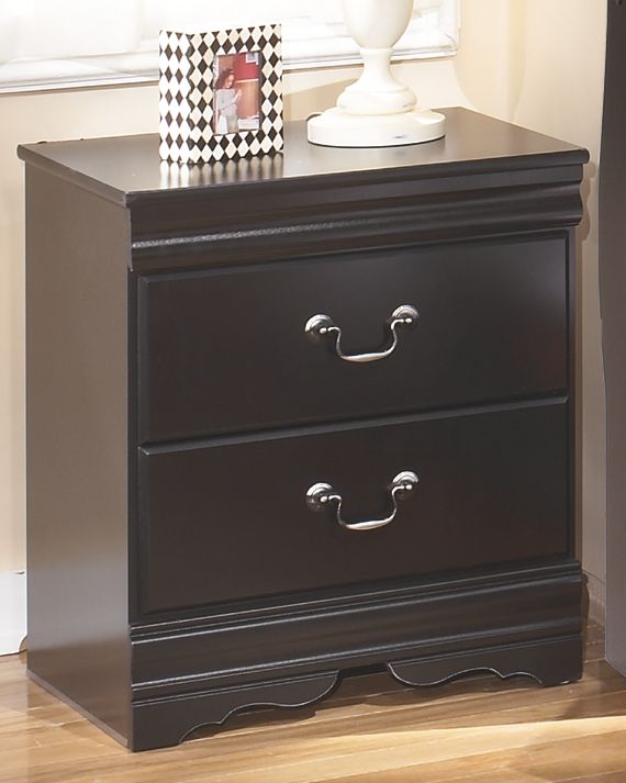 Huey Vineyard - Two Drawer Night Stand - Black - R&R Furniture Gallery (Fountain Valley, CA)