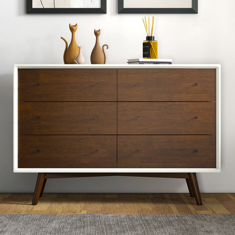 Dresser 6 Drawer - Dark Brown / White - R&R Furniture Gallery (Fountain Valley, CA)