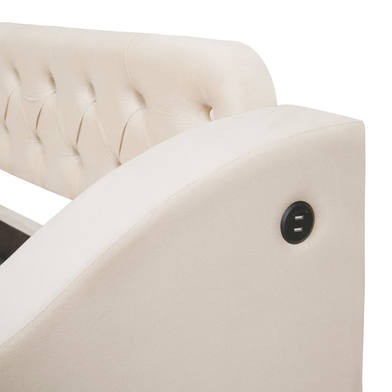 Upholstered Daybed With Storage Armrests And USB Port - R&R Furniture Gallery (Fountain Valley, CA)