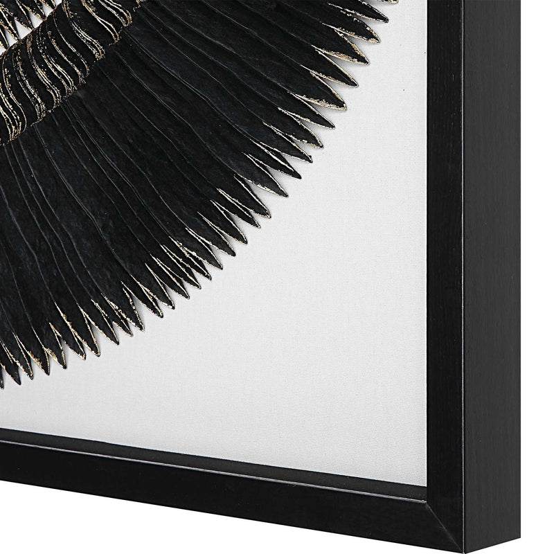 Black and gold shadow box wall decor by Uttermost, featuring a stylish shadow box design perfect for modern interior accents.