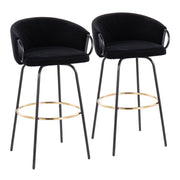 Set of two Lumi Source Claire contemporary glam barstools with footrests, featuring sleek design and modern upholstery.