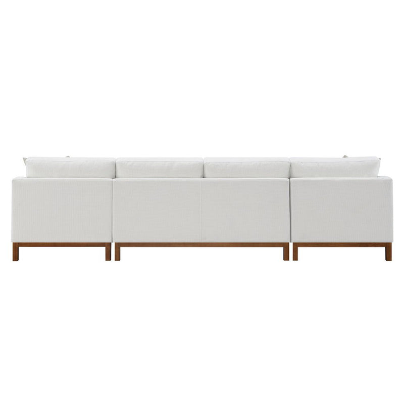 Valiant - Sectional Sofa With 4 Pillows - Ivory Chenille - R&R Furniture Gallery (Fountain Valley, CA)