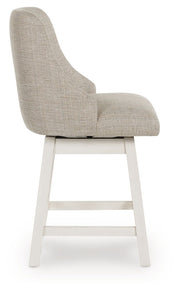 Robbinsdale - Upholstered Swivel Curved Back Barstool (Set of 2) - Antique White - R&R Furniture Gallery (Fountain Valley, CA)