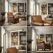 Verve - Floor Lamp With On / Off Switch Adjustable LED Round Base - Gold - R&R Furniture Gallery (Fountain Valley, CA)