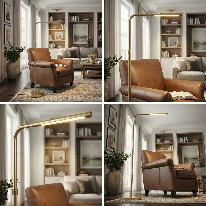 Verve - Floor Lamp With On / Off Switch Adjustable LED Round Base - Gold - R&R Furniture Gallery (Fountain Valley, CA)