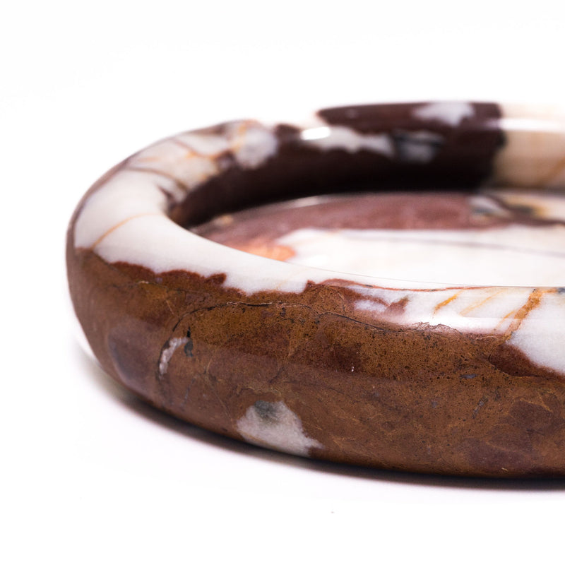 Marble Round Edged Catch-All - Breccia White Brown - R&R Furniture Gallery (Fountain Valley, CA)
