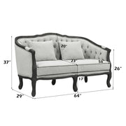 Samael - Loveseat With 2 Pillows - Gray Linen & Dark Brown - R&R Furniture Gallery (Fountain Valley, CA)