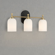 Meadows - 3 Lights Vanity Brush Bathroom Wall Light For Bathroom Over Mirror - Black / Gold / White - R&R Furniture Gallery (Fountain Valley, CA)