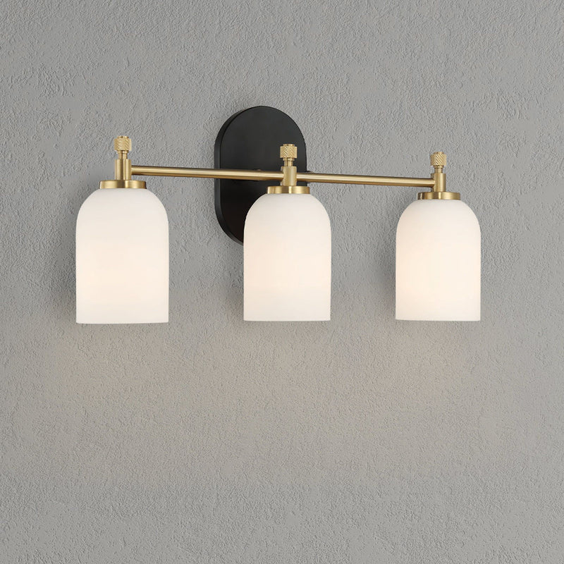 Meadows - 3 Lights Vanity Brush Bathroom Wall Light For Bathroom Over Mirror - Black / Gold / White - R&R Furniture Gallery (Fountain Valley, CA)