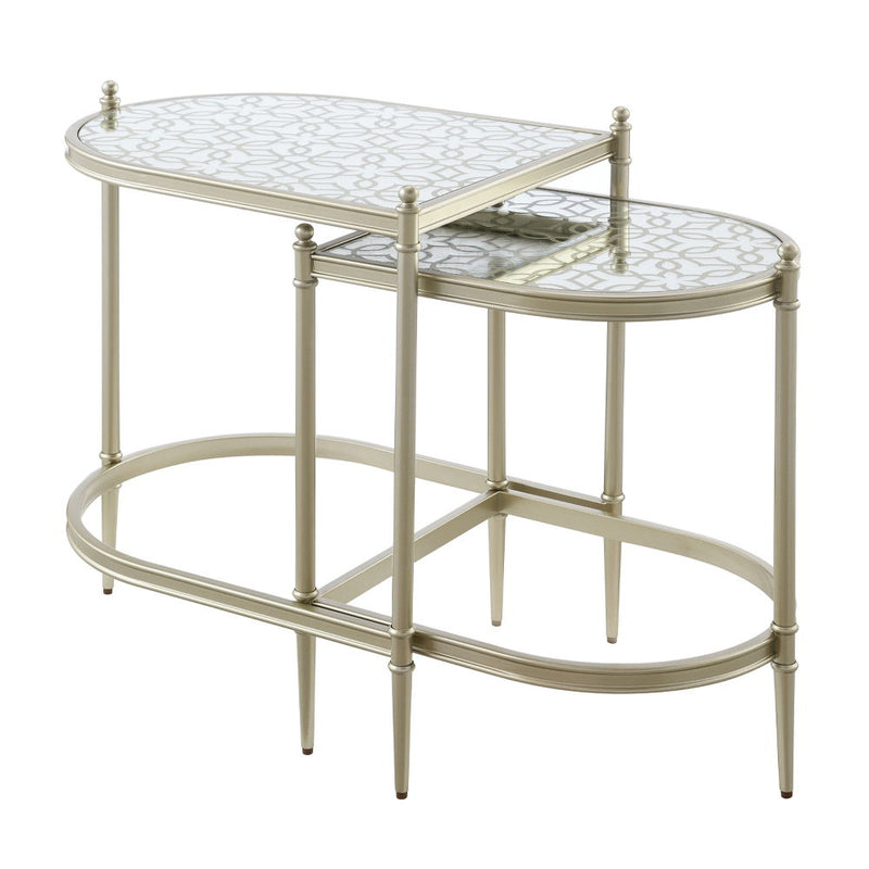 Zaba - Nesting Table - Glass Top & Silver - R&R Furniture Gallery (Fountain Valley, CA)