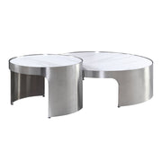 Abilene - Nesting Coffee Table Set - Marble Top & Brush Silver - R&R Furniture Gallery (Fountain Valley, CA)